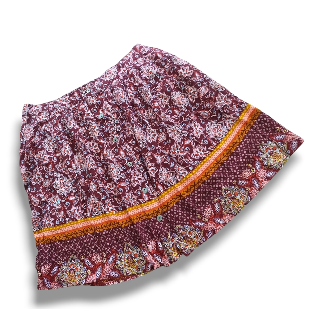 Xhilaration Burgundy Floral Mini Skirt